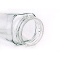 Empty 440ml clear square coffee sugar tea packing glass jar with plastic cap